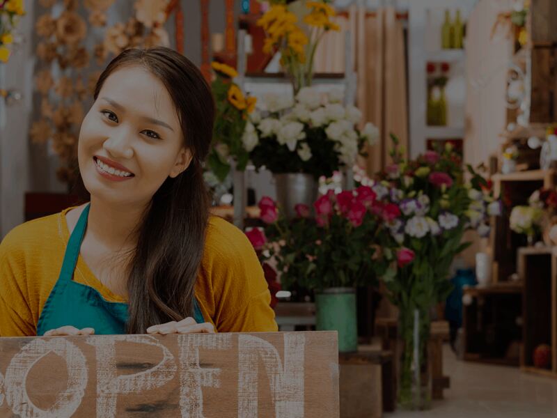 A small business owner in her flower shop